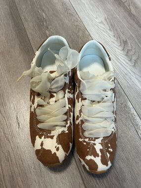 Cow Print Sneakers, NWOT